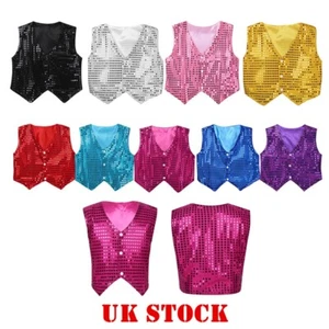 FEESHOW Boys Vest Disco Costume Glittery Waistcoat Stage Performance AU - Picture 1 of 113