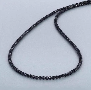 4MM Natural Black Spinel Faceted Round beads Gemstone Necklace 18" - Picture 1 of 4
