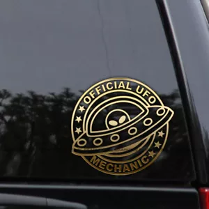 Official UFO Mechanic Funny Alien Vinyl Decal Sticker - Picture 1 of 2