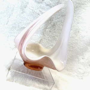 MCM Hand Blown Stretch Glass Vase PINK White Swirl Murano ? 12inchs Art Glass - Picture 1 of 15