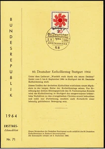B7) Bund Vorläufer Joppen ETB 71 444 Katholikentag 1964 ohne Folie ni im Michel - Picture 1 of 2