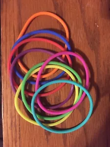 SET OF 8 RUBBER BRACELET BANDS - MULTI-COLOR - NEW - Picture 1 of 1