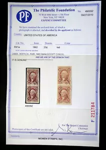 US Revenue Stamp R41a 20c Foreign Exchange Imperforate Pair 1862 with PF Cert - Picture 1 of 4