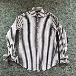 Gieves & Hawkes Shirt Mens 15.5" Purple Pink Striped Double Cuff Luxury Cotton - Picture 1 of 8