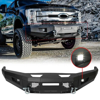 Parachoques delantero de acero con recubrimiento en polvo para Ford F250 F350 F450 2017 2018 2019 con luz Foto 1 de 4