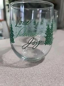 Royal Norfolk Winter Woodland Pine Tree Love Joy Rocks Stemless Wine Glass - Picture 1 of 5