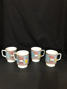 Set 4 Vtg 1970's MAXWELL HOUSE FOOTED SMALL COFFEE MUG CUP GOOD TO THE LAST DROP - Picture 1 of 4