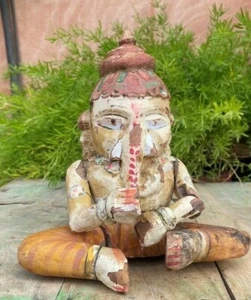 Estatuilla decorativa vintage hecha a mano de angustia pintada Lord Ganesha estatua  - Imagen 1 de 8