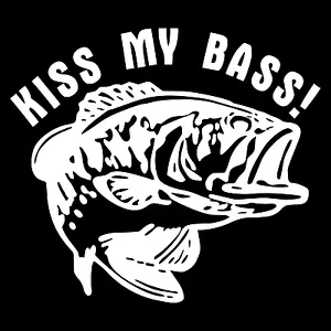 Kiss My Bass Fishing Hook Car Truck Window Wall Laptop Vinyl Decal Sticker. - Foto 1 di 2