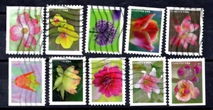 US Sc #5558-67 Forever .55¢, Garden Beauty bklt set of 10 used off paper VG - Picture 1 of 1