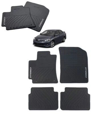 Genuine Toyota Rubber All-Weather Floor Mats for 2009-2012 Corolla-New, OEM - Image 1 of 2