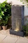 Vertical Slate Solar Water Fountain Feature with LED Light Falls Garden decor