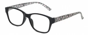 Elle Women's Oval Designer Reading Glasses in Gloss Black Modern Art White 51 mm - Picture 1 of 3