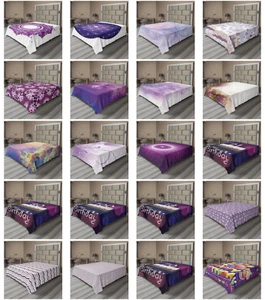 Ambesonne Purple Print Flat Sheet Top Sheet Decorative Bedding 6 Sizes - Picture 1 of 42