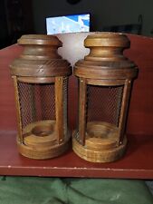 2 Vintage Wooden Decor Oak Brown Candle Lanterns The Meyer Mill Oak Alva W Meyer