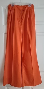 Commense Orange Cotton/Linen Wide Leg Pants NWT Size XS Pleated Front 2-Pocket - Picture 1 of 6