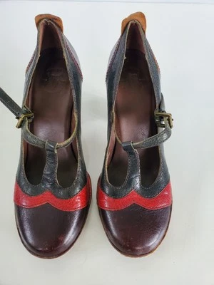 Frye Adrienne T-strap Leather Heels Womens Size 6.5M Shoes Pumps Multicolor Pump - Image 1 of 4