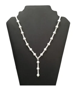 Collana di perle pietra onice bianca 8 mm 4 mm catena di cristallo catena... - Foto 1 di 5