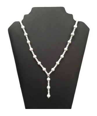 Collana di perle pietra onice bianca 8 mm 4 mm catena di cristallo catena... - Immagine 1 di 4