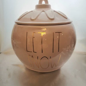 Tarro de galletas Rae Dunn Pink XL Let It Snow con tapa adorno en forma descontinuado  - Imagen 1 de 5