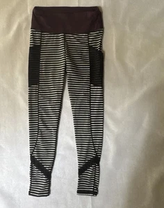 Mono B Elastizado Yoga Entrenamiento Atlético Legging Pantalones Rayas Malla Bolsillos Talla M - Imagen 1 de 9