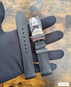 22 mm schwarz gebogenes Ende FKM Kautschuk Uhrenarmband Band für Tudor Black Bay GMT Chrono - Bild 1 von 6