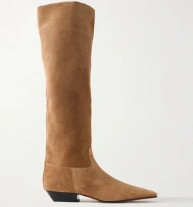 Botas de cuero de gamuza hasta la rodilla para mujer Zapatos de tacón bajo Vaquero occidental Cómodas - Imagen 1 de 21