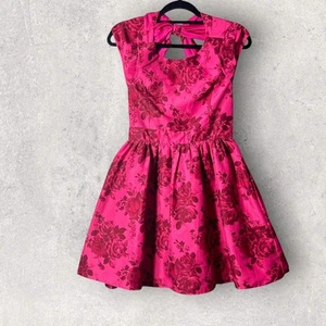 Baker by Ted Baker Dress Girl 14 Pink Floral Satin Bow Back Party Holiday - Picture 1 of 11