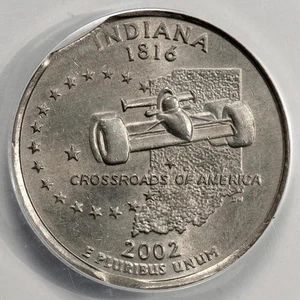 2002 ANACS AU58 Double Clip Indiana Quarter Mint Error Rare - Picture 1 of 4