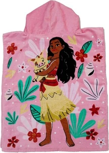 Disney Princess Ariel Moana Poncho Swimming Hooded Towel Pink Robe 115cm x 50cm - Picture 1 of 3