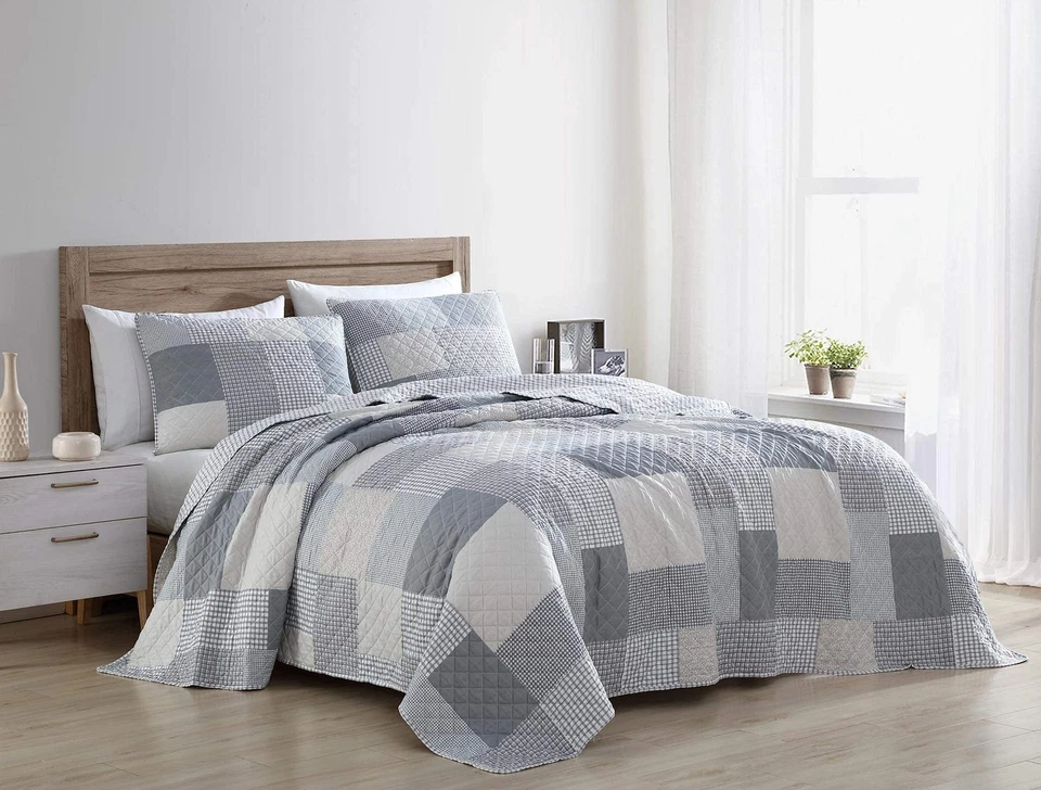 Anderson 3-Piece Printed Patchwork Quilt Set - Plaid Checkered Stripe Coverle... - Image 1 of 4