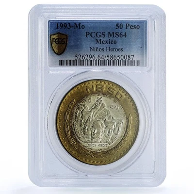 Mexico 50 pesos Nino Nine Heroes KM-571 History MS 63 PCGS bimetal coin 1993 - Image 1 of 4