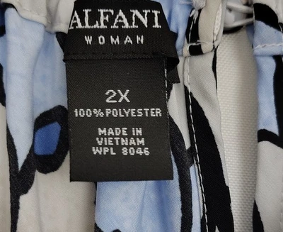 Alfani Womens 2X Blue Hawaiian Flounce Metal Springy Straps Tank Top Vacation - Image 1 of 4