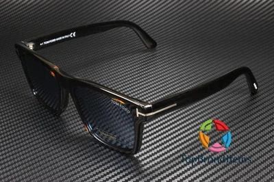 TOM FORD Buckley-02 FT0906 52V Shiny Dk Havana Blue 56 mm Men's Sunglasses - Image 1 of 4