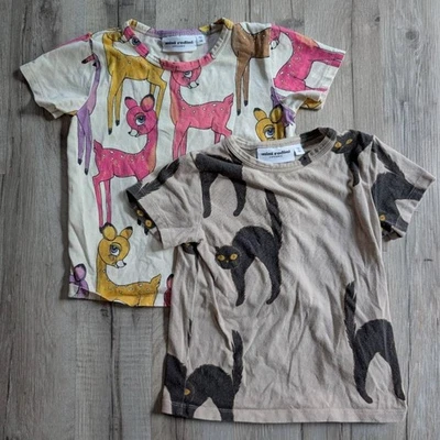 Mini Rodini Tshirt Paket Katzen und Rehe, Größe 92-98, ca. 3T (Z4) - Bild 1 von 4