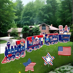 7Pcs 4Th of July Decorations Outdoor Patriotic Decor Red White and Blue Yard Sig - Picture 1 of 9