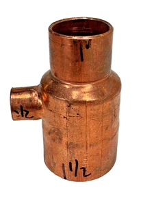 NIBCO Reducing Tee 1-1/2" x 1" x 1/2" CTS Solder Joint Copper Sweat Fitting - Picture 1 of 8