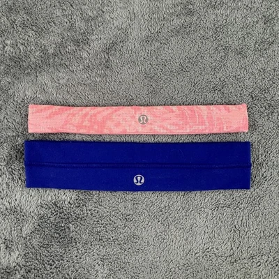 Juego de 2 diademas ajustadas Lululemon para mujer talla única azul rosa Fly Away Tamer Foto 1 de 4