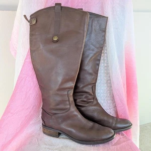 Sam Edelman hohe braune Lederstiefel Damen 7 Penny Weite Wade - Bild 1 von 8