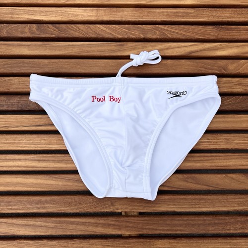 Personalizable Pool Boy custom embroidery men white speedo swim brief ...