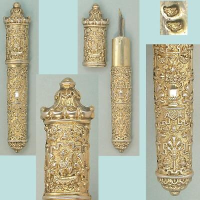 Antique Gilded Silver Oriental Design Needle Case * French * Circa 1860 • 71$