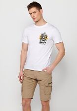 Camiseta de manga corta de algodon, estampada en la espalda, color blanco para