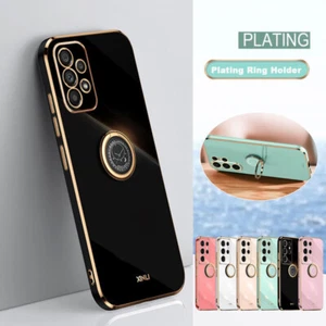 For Samsung A13 A14 A53 A34 A54 A03S Luxury Plating Ring Holder Soft Case Cover - Picture 1 of 19