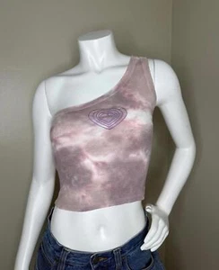 Urban Outfitters camicia donna una spalla a costine cuore crop cravatta tinta unita - Foto 1 di 3