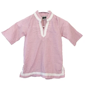 Mud Pie Girls Pink Striped Dress Swim Cover Up Mommy & Me Large Seersucker - Picture 1 of 7