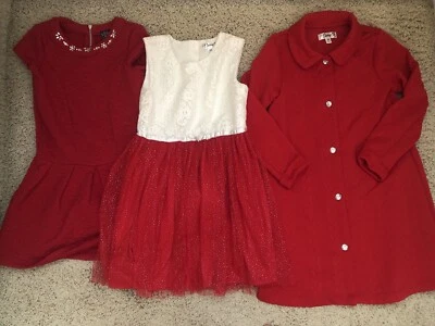 Nannette Girls 6X Christmas Holiday Party Red Dress & Coat, Pink & Violet Size 6 - Image 1 of 4