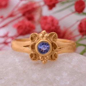 6 US Original Blue Tanzanite Patterned 925 Sterling Silver - ENGAGEMENT RING - Picture 1 of 5