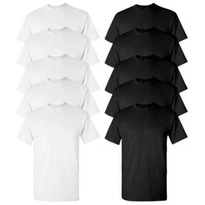 (10-Pack Combo) 5x Black & 5x White T-Shirts Tultex Solid Blank 100% Cotton Tee - Picture 1 of 9