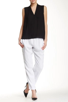 NUEVO CON ETIQUETAS Mujer T Tahari Pantalones Blancos Oficina M Loren Nuevo Relajado Cordón Informal $98 Foto 1 de 4