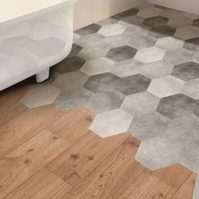 Hexagan Non-slip Self-adhesive Bathroom Kitchen Floor Wall Tile Sticker  Decor - Image 1 of 4